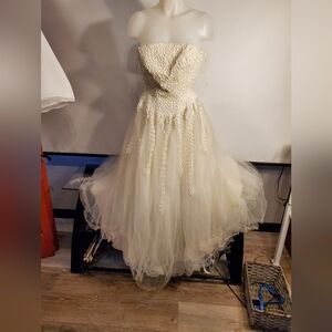Elegant Strapless Formal Off White Dress